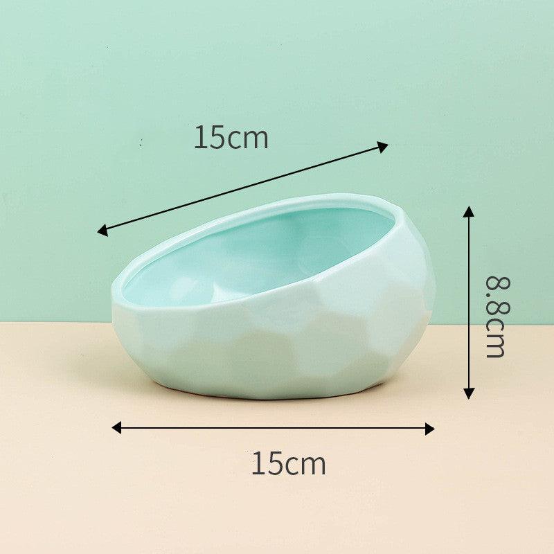 Elegant Ceramic Pet Bowl With Oblique Mouth