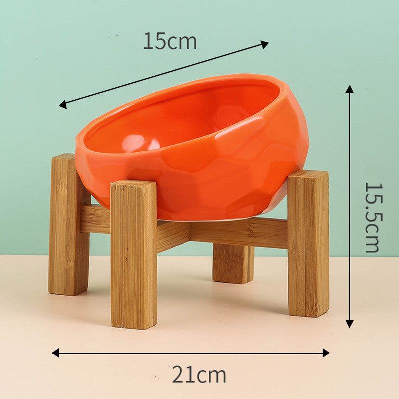 Elegant Ceramic Pet Bowl With Oblique Mouth
