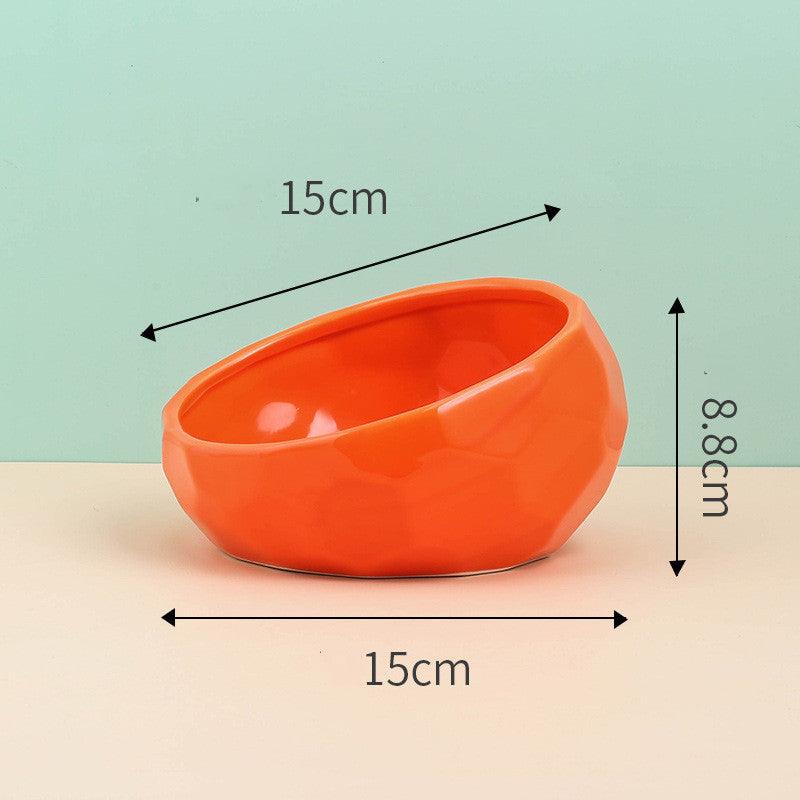 Elegant Ceramic Pet Bowl With Oblique Mouth