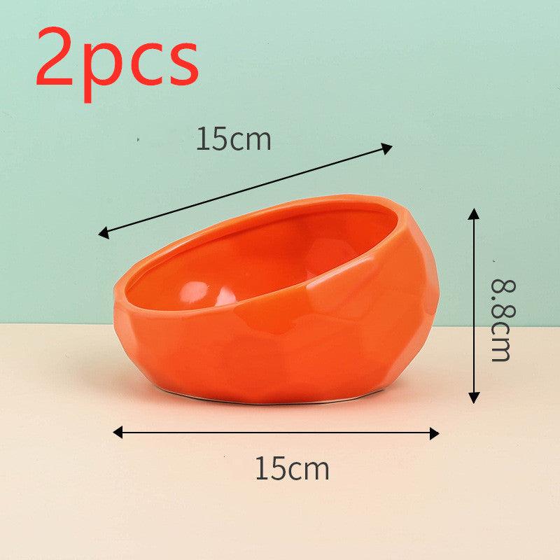 Elegant Ceramic Pet Bowl With Oblique Mouth
